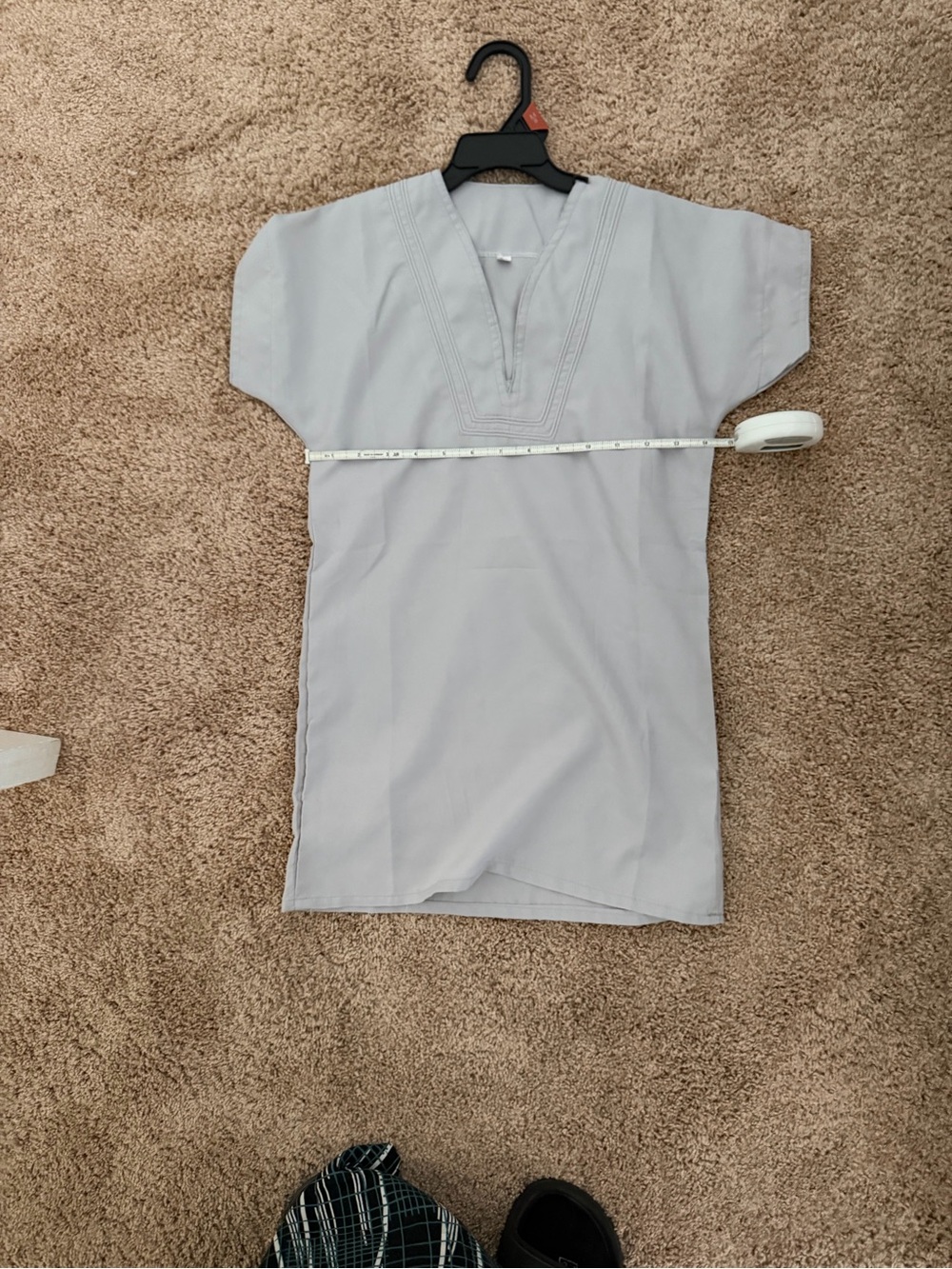 Boys Light Grey Thobe Islamic Prayer Dress Short Sleeve V-Neck Size 70 - Picture 5 of 8